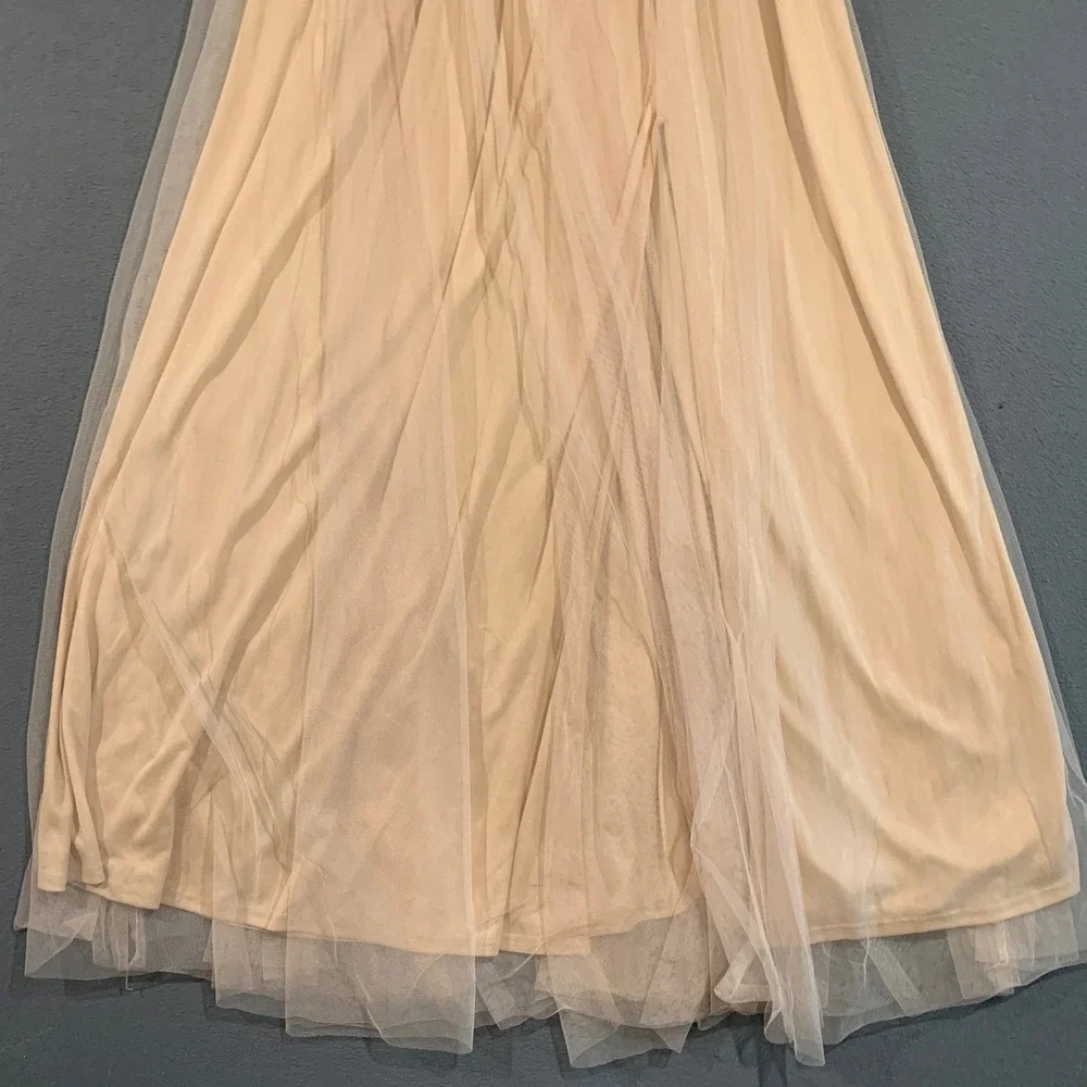 Faeriesty Women Champagne Tulle Maxi Dress Maternity Pregnancy Photoshoot L